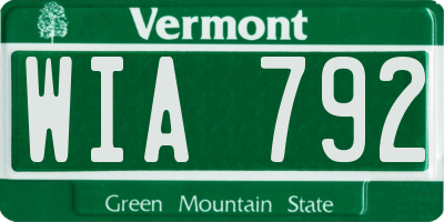 VT license plate WIA792