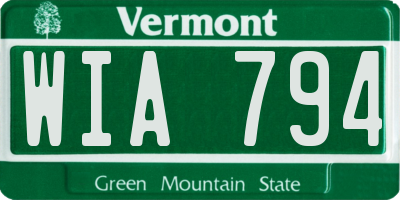 VT license plate WIA794