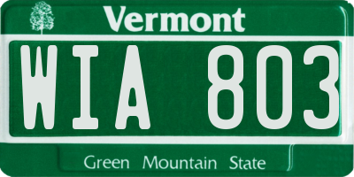 VT license plate WIA803