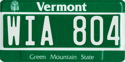 VT license plate WIA804