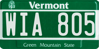 VT license plate WIA805