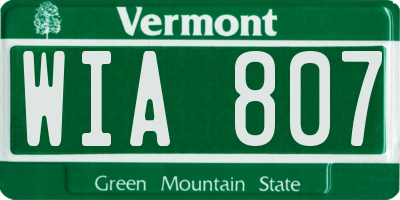 VT license plate WIA807
