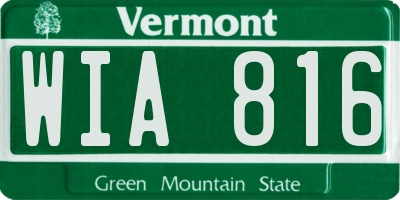 VT license plate WIA816