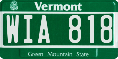 VT license plate WIA818