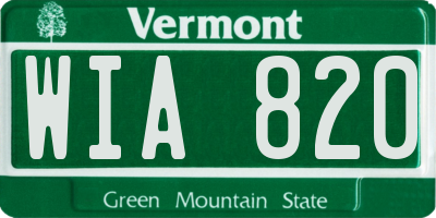 VT license plate WIA820