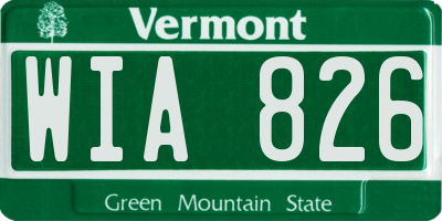 VT license plate WIA826