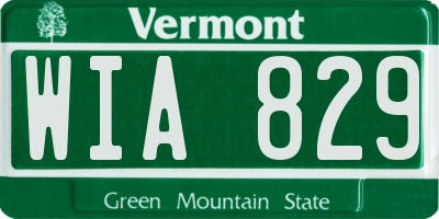 VT license plate WIA829