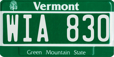 VT license plate WIA830