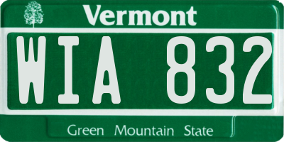 VT license plate WIA832