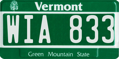 VT license plate WIA833