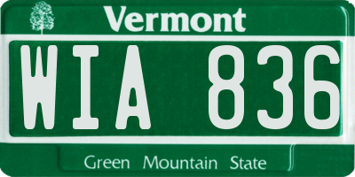 VT license plate WIA836