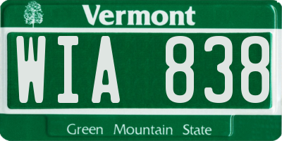 VT license plate WIA838