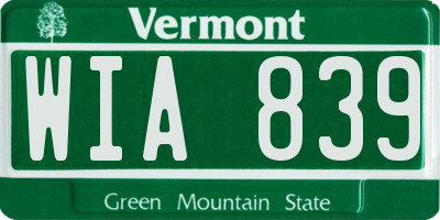 VT license plate WIA839