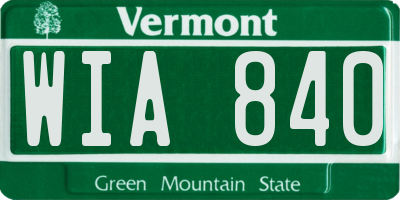 VT license plate WIA840