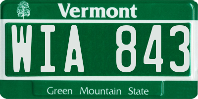 VT license plate WIA843