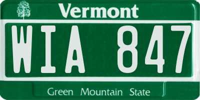 VT license plate WIA847