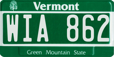 VT license plate WIA862