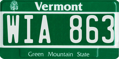 VT license plate WIA863