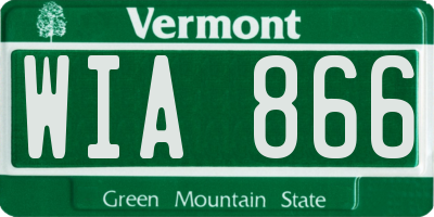 VT license plate WIA866