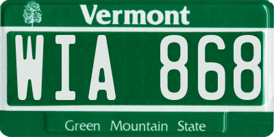 VT license plate WIA868