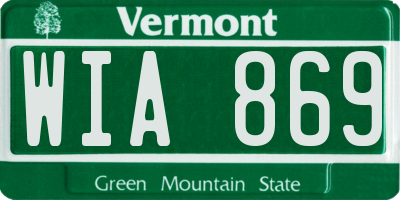 VT license plate WIA869