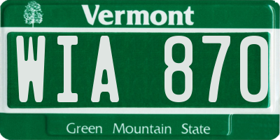 VT license plate WIA870