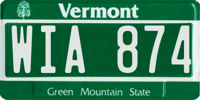 VT license plate WIA874