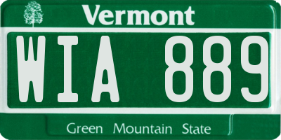 VT license plate WIA889