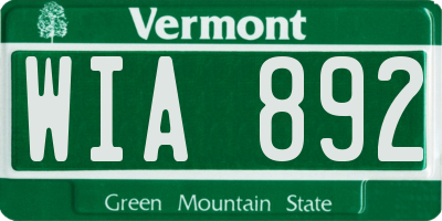 VT license plate WIA892