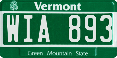 VT license plate WIA893