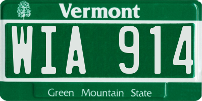 VT license plate WIA914