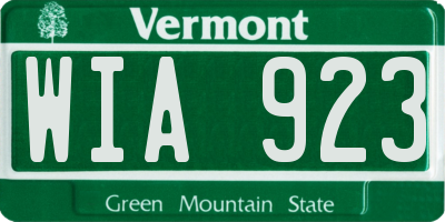 VT license plate WIA923
