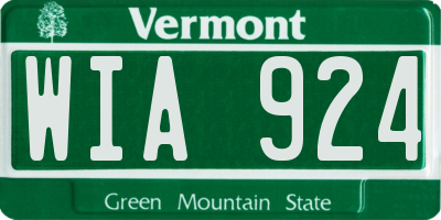 VT license plate WIA924