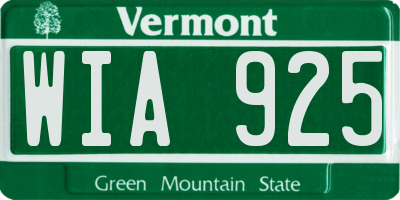 VT license plate WIA925