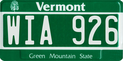 VT license plate WIA926