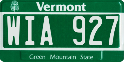 VT license plate WIA927