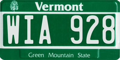 VT license plate WIA928
