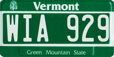 VT license plate WIA929