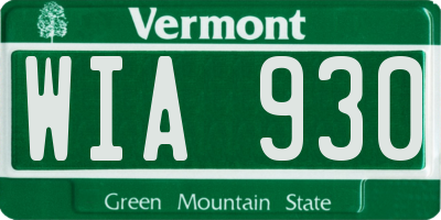 VT license plate WIA930