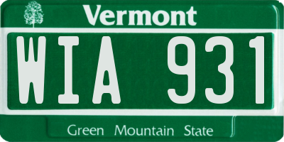 VT license plate WIA931