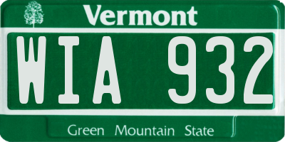 VT license plate WIA932