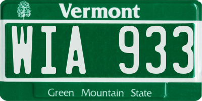 VT license plate WIA933