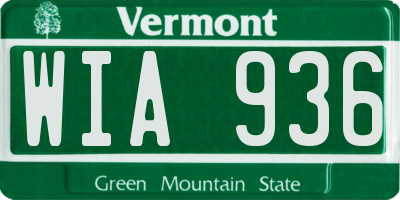 VT license plate WIA936