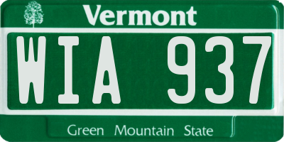 VT license plate WIA937