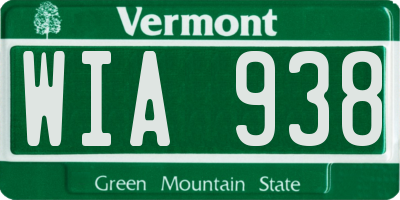VT license plate WIA938