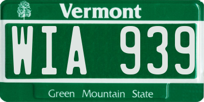 VT license plate WIA939