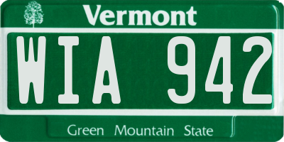 VT license plate WIA942
