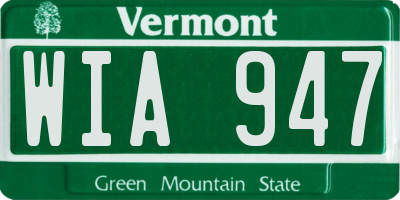 VT license plate WIA947