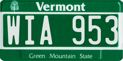 VT license plate WIA953