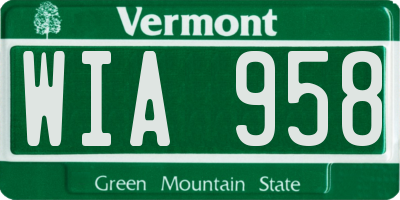 VT license plate WIA958